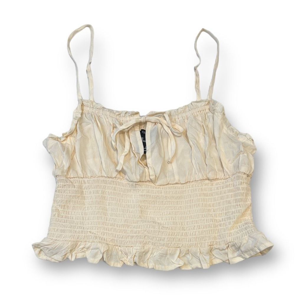 Forever 21 Ruffle ruched crop Blouse Top Size Large